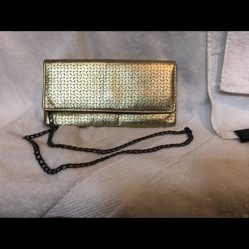 ETUI London Gold Leather Letter Clutch Bag
